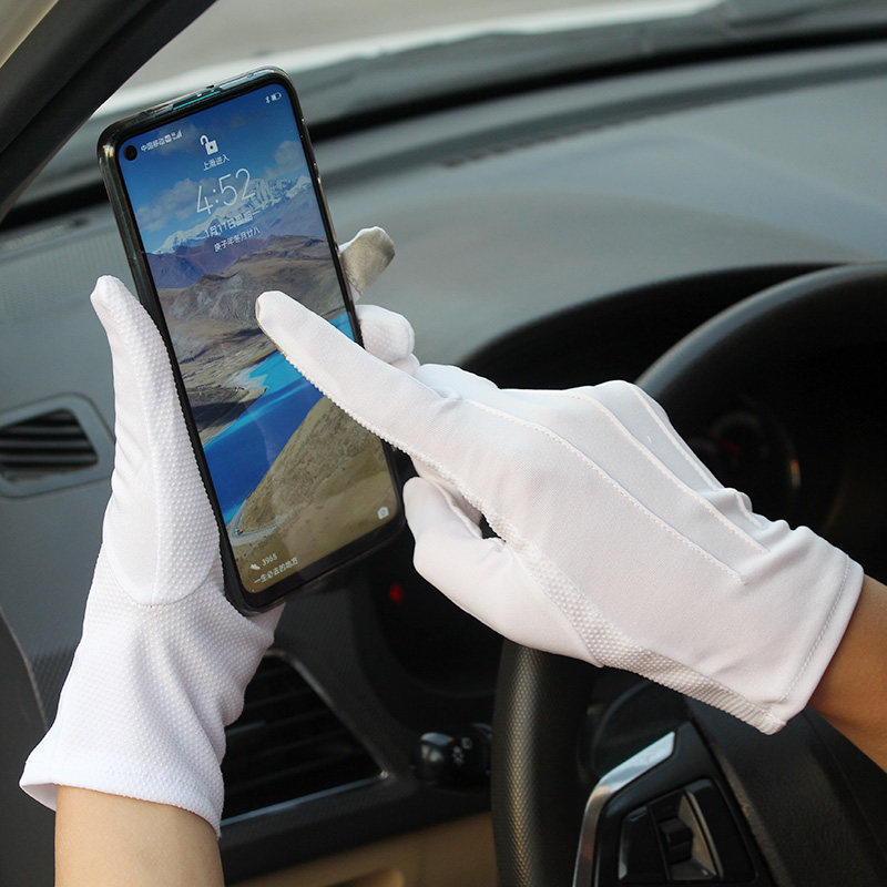 代驾白手套男女出租开车触屏三筋防滑驾驶防晒礼仪司机透气手套薄
