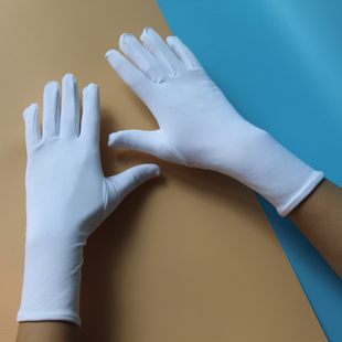 初春薄绒保暖中长加绒女士手套黑灰弹力舞蹈礼仪加长健身操白手套