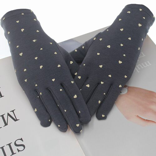 薄款女士棉质分指触屏手套