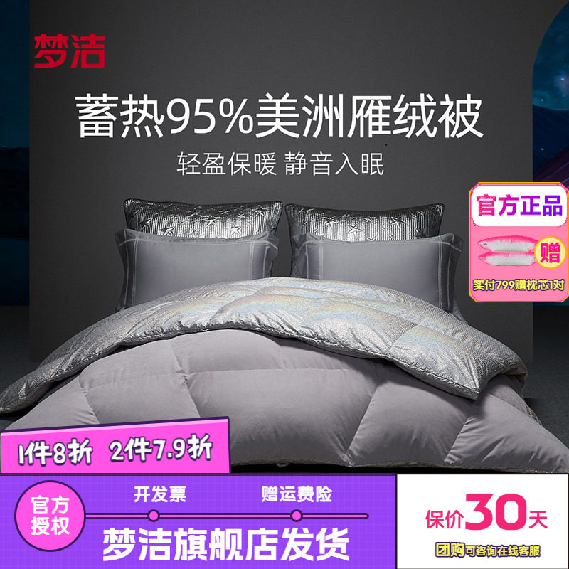梦洁家纺美洲雁鸭绒羽绒被子被芯双人加厚保暖秋冬季被芯床品星际