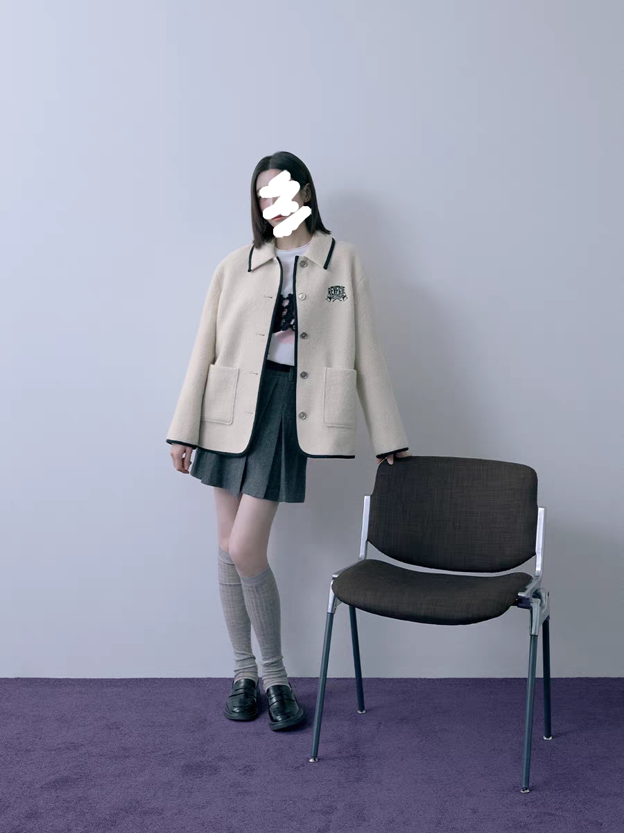 国内代购2025秋冬韩国Z*OOC新款大衣女短款羊毛呢外套