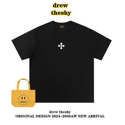 drew潮牌十字架纯棉短袖t恤男女夏季美式高街休闲宽松ins情侣上衣