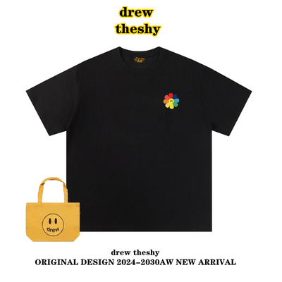 drew日系潮牌太阳花短袖t恤男女纯棉休闲圆领宽松百搭ins情侣上衣