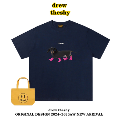 drew赵露思同款腊肠狗狗休闲短袖t恤男女夏季潮牌纯棉ins情侣半袖