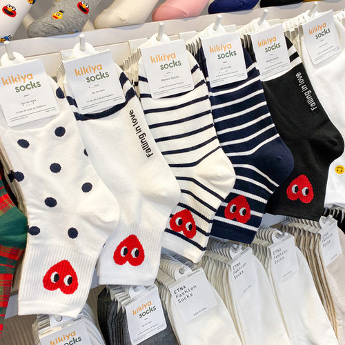 爱心中筒袜韩国进口现货吸汗潮女