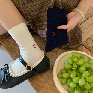 起步韩袜~无骨爱心袜子女棉袜韩系ins风潮百搭学院风四季款中筒袜