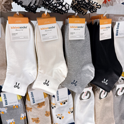 kikiyasocks吸汗女棉蝴蝶结短袜
