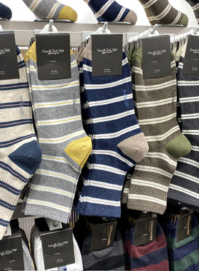 韩国袜子男潮流ggorangnae东大门代购秋冬款条纹街头运动吸汗棉袜