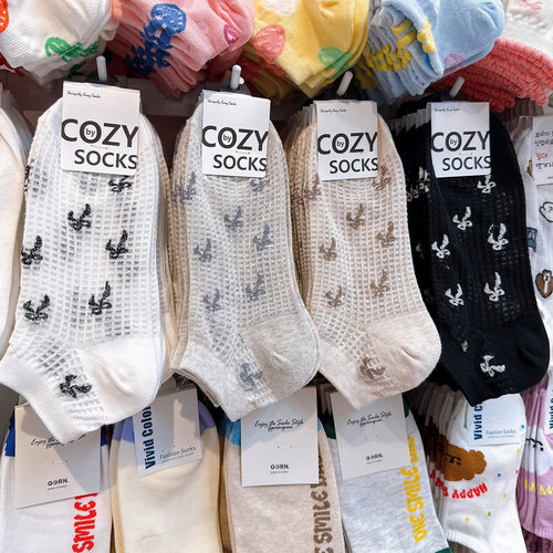 COZY甜美吸汗透气夏女蝴蝶结短袜