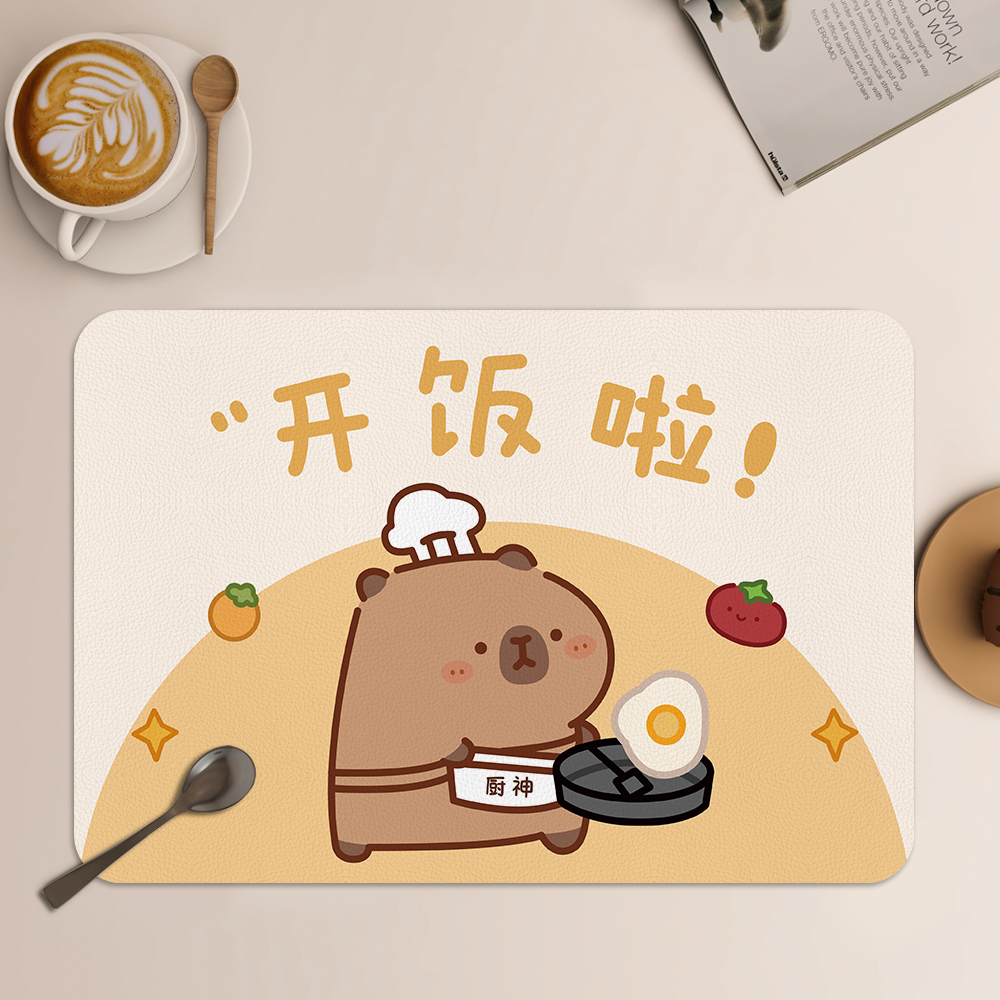 卡皮巴拉餐垫防水防油碗垫杯垫餐桌垫午餐布小学生隔热吃饭垫子