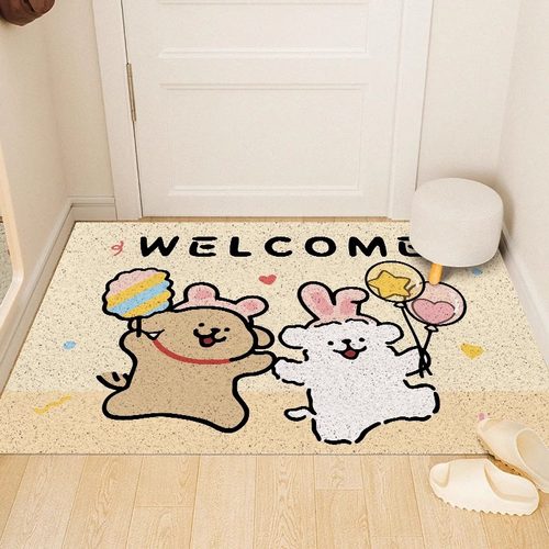 丝圈入户门地垫除尘蹭土玄关防滑垫卡通小狗进门地毯垫可裁剪脚垫