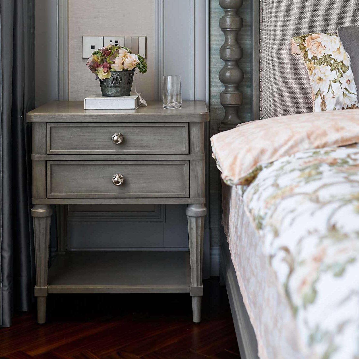 美式复古轻奢art莫里印象系列卧室实木床头柜主卧角几客厅边几