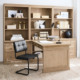 美式 乡村实木书桌柜书房复古简约L型一体书桌中古风多功能储物柜