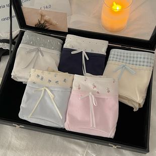 三角裤 女生纯棉裆日系少女甜美纯欲纯色可爱新款 头 内裤 拼接幸福