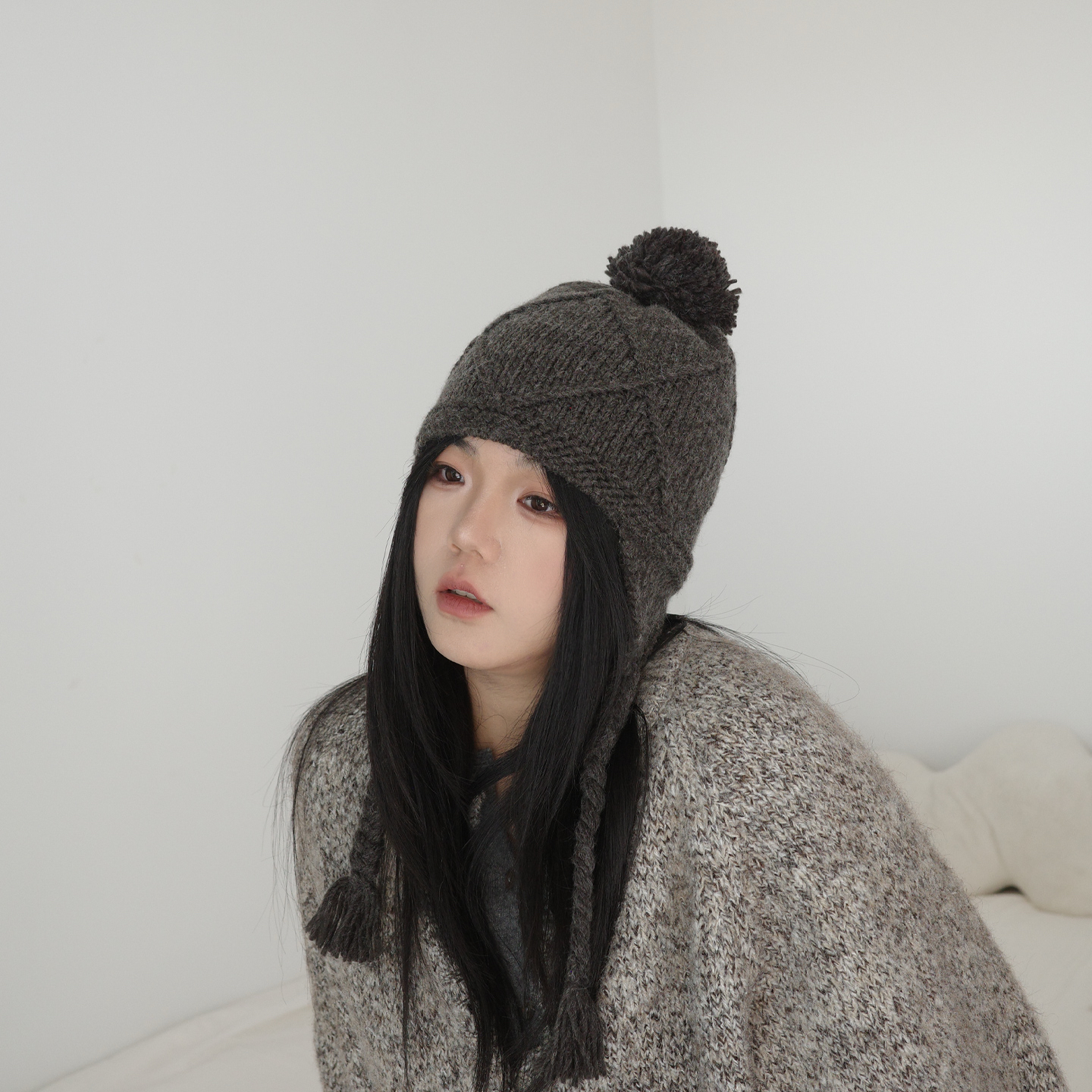 vintage复古风日系护耳毛线帽