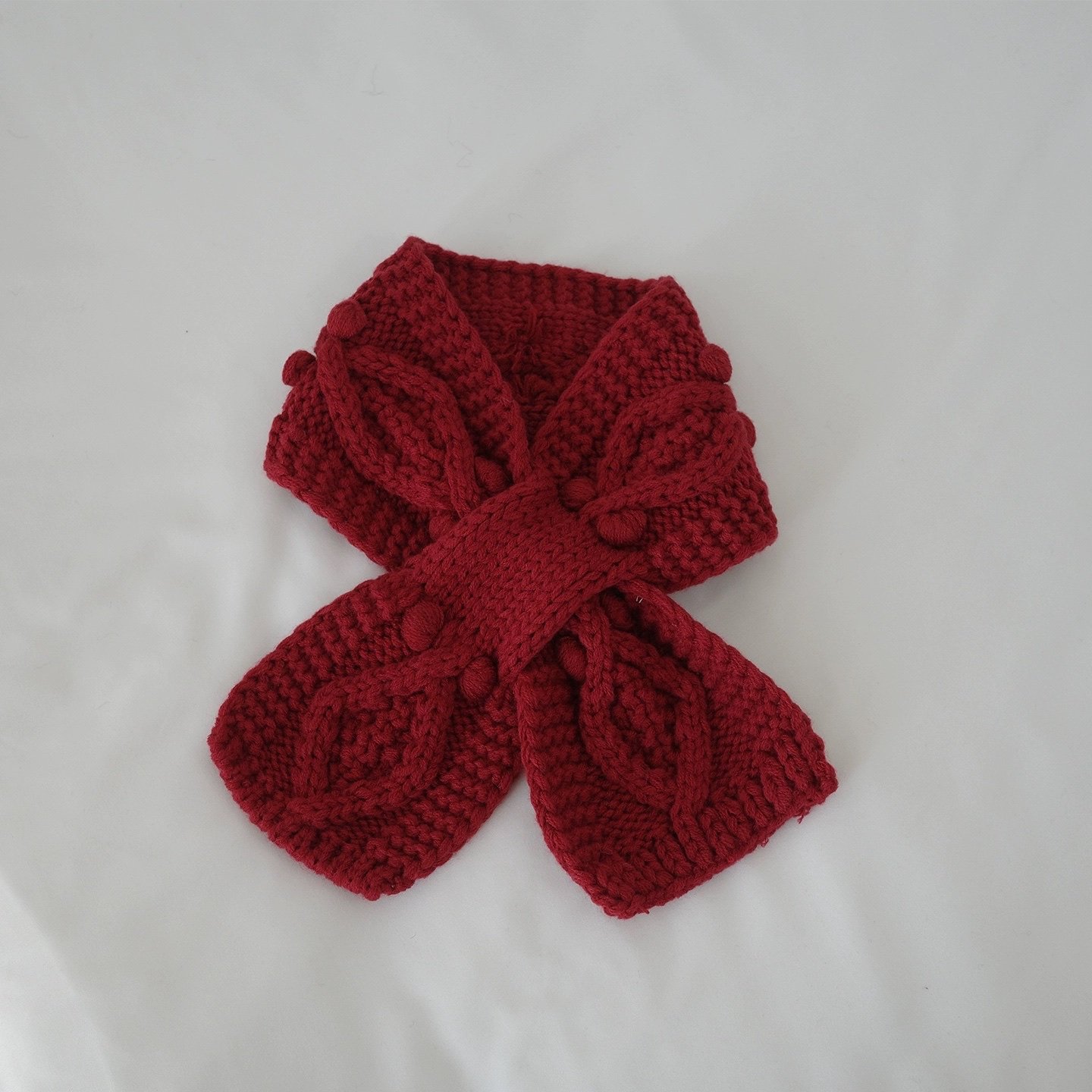 小众vintage古着风毛线钩针菱形纹立体豆豆交叉穿口小围脖巾 包邮,服饰配件/皮带/帽子/围巾,围巾/丝巾/披肩,淘宝优惠券,粉丝福利购,淘宝优惠卷