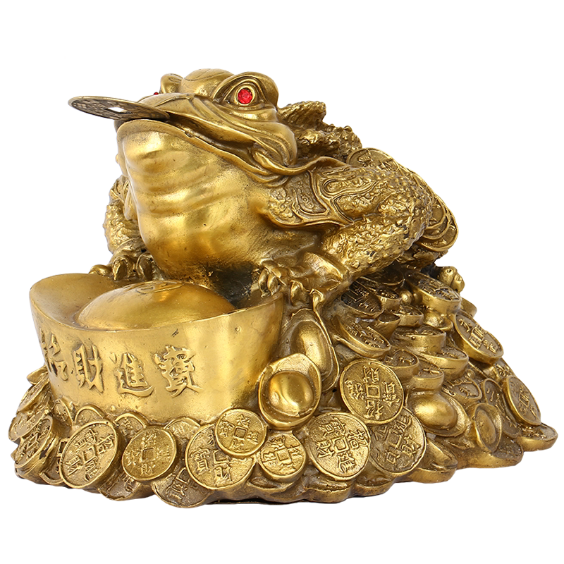 招财元宝纯铜金蟾风水七星五帝钱