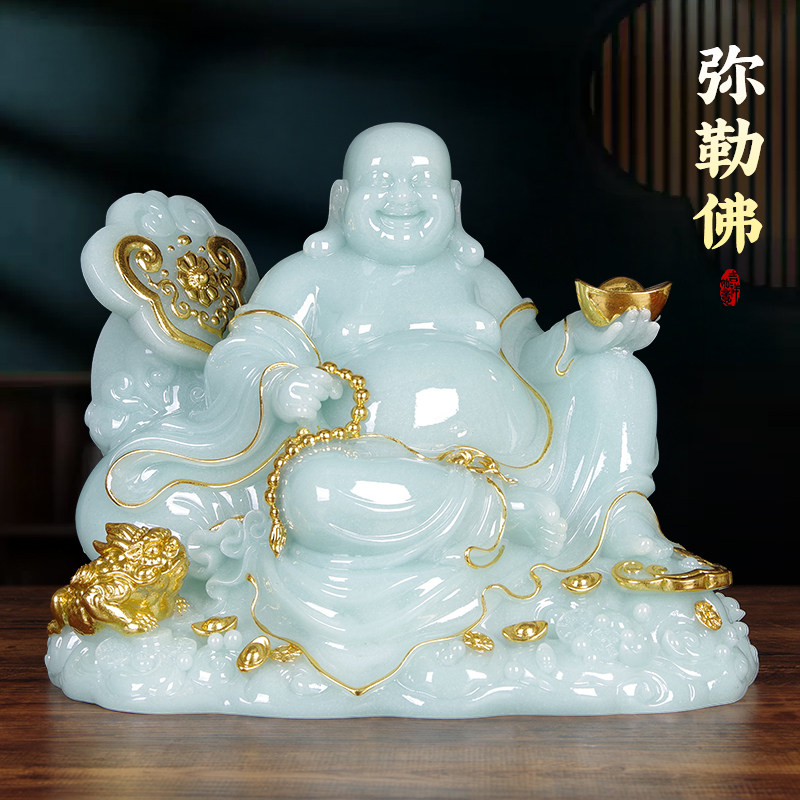 笑口常开弥勒佛摆件大肚笑脸佛招财家用佛堂供奉弥勒公司店铺礼品