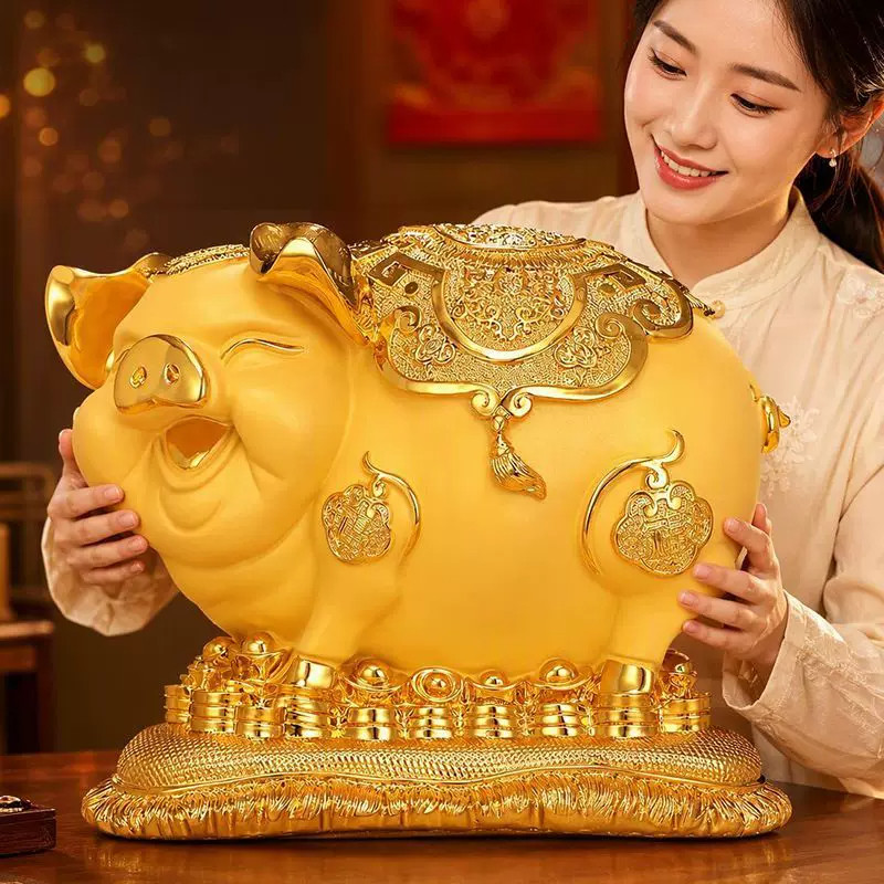 招财金猪存钱罐摆件吉祥生肖猪储蓄罐客厅玄关电视柜装饰开业乔迁