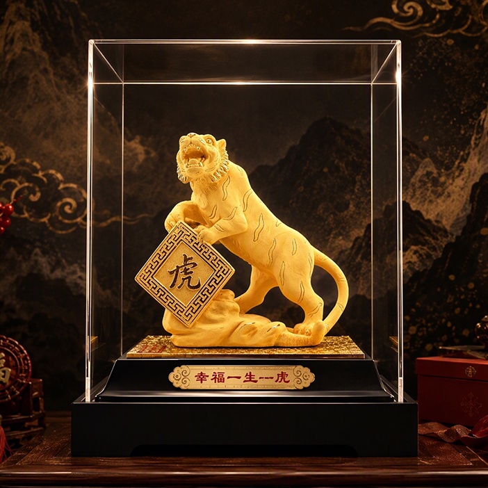 十二生肖虎摆件吉祥镇宅带展示盒