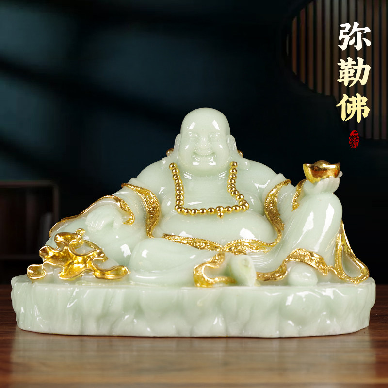 笑口常开弥勒佛摆件大肚笑脸佛摆件招财开业家用佛堂供奉弥勒礼品