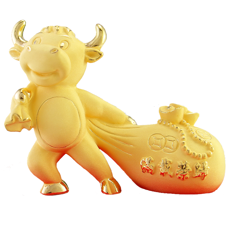 绒沙金生肖牛吉祥物礼品家居装饰