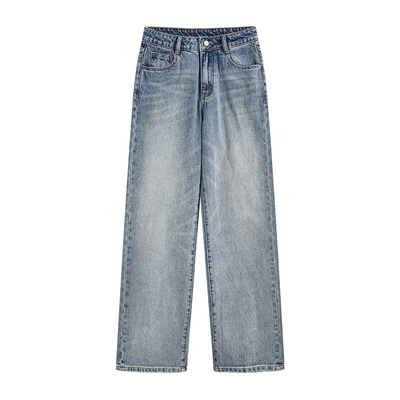 复古水洗牛仔裤直筒裤女2025秋冬新款高腰显瘦休闲裤气质时尚