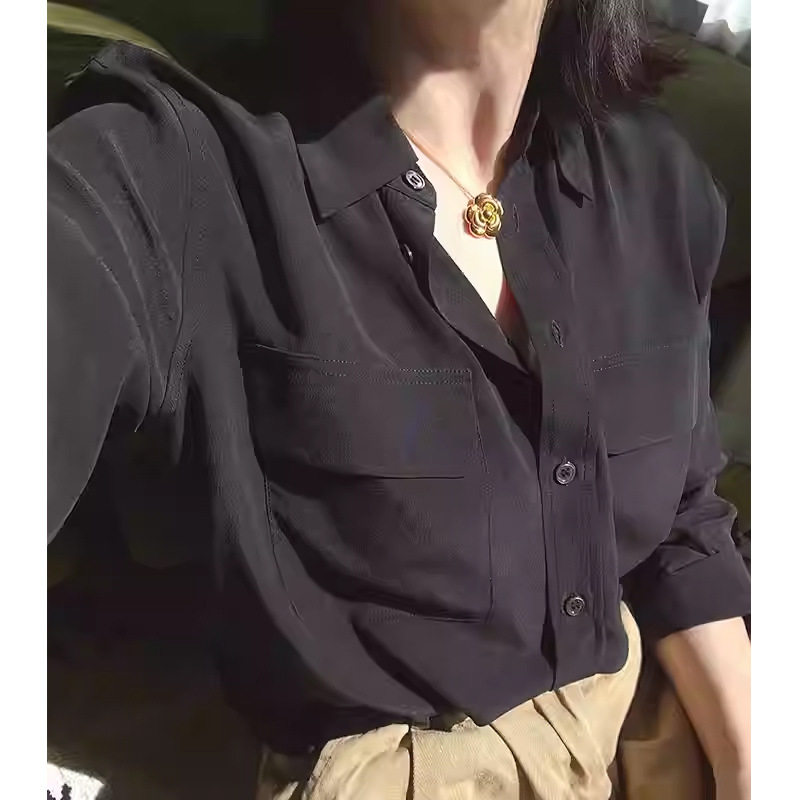 高级感桑蚕丝宽松显瘦衬衫女2026早春新款设计感小众气质通勤上衣