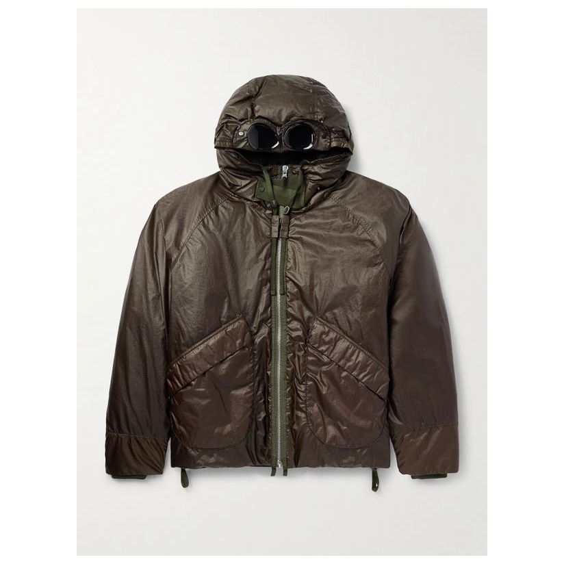 CPCOMPANY/康柏力 Textured-Shell Down 乳白色连帽夹克短外套