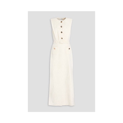 SALONI Victoria 束带棉软糯毛圈花呢中长连衣裙女裙子女仙女裙