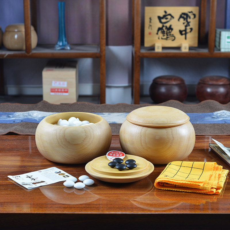 超大号榧木棋罐双面精品云子08版收藏围棋套装棋具两面鼓棋子