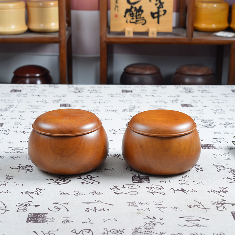 弈流大号红木橡木棋罐整木手工围棋盒五子棋盒红木可放双面新云子