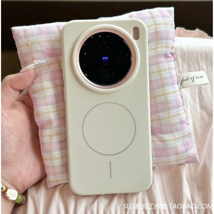 开心果白细圈磁吸充电适用oppoFindX8Ultra手机壳X8s液态硅胶FindX8pro小米15s软糯14耐脏magsafe防摔13简约+