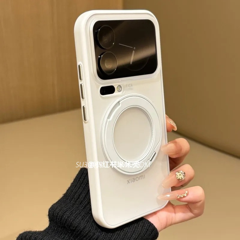 360°旋转支架磁吸充电适用小米18pro max手机壳17pro磨砂ultra高级感K100pro白色K90防摔软边亚克力网红全包