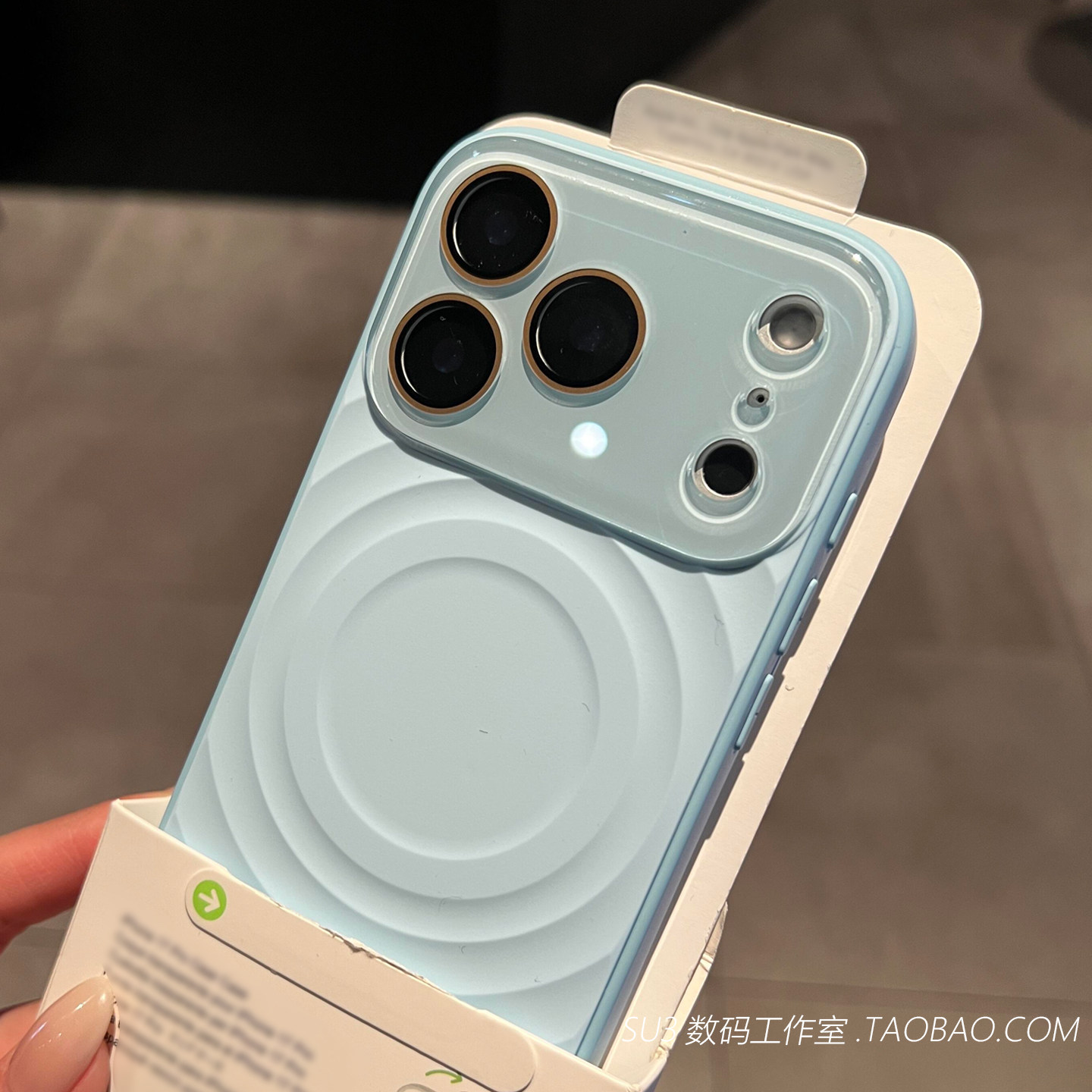 baby奶蓝色波漾纹磁吸适用iPhone16苹果17promax手机壳15pro水晶玻璃全包镜头16液态硅胶软高级感防摔magsafe