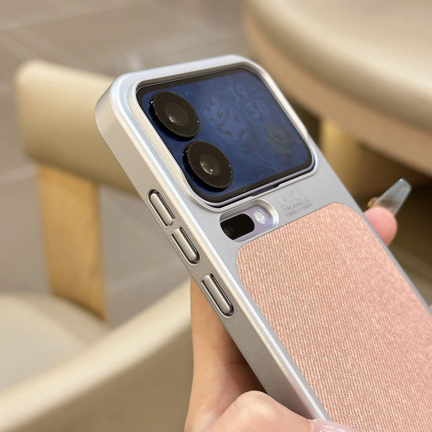 不挡镜头拼接亚麻布料适用小米17pro手机壳17promax磁吸高级感磨砂电镀银色硬壳Magsafe小众全包防摔镜头加高