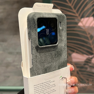 水洗帆布黑灰白做旧牛仔布纹理适用小米14 15pro手机壳15ultra红米K80高级感K70简约防滑半包硬壳大孔防摔