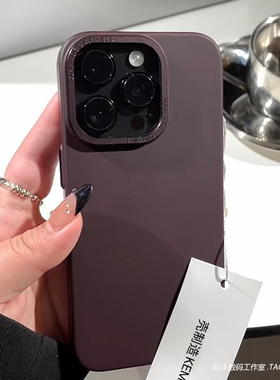 pc硬壳防指纹高级感酒红色适用小米14/13手机壳14pro超薄磨砂红米K70全包防摔保护套男女裸机散热暗紫色大孔