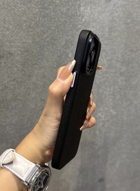 极简纯黑色简约高档荔枝纹X200promini适用vivoX200手机壳大孔超薄颗粒感磨砂pc硬壳高级感仿皮纹男全包高档