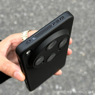 Turbo4散热网孔蜂窝镂空自带镜头膜civi5pro适用15Spro小米15ultra手机壳note14全包13红米K80高级K70黑色60+