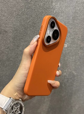 金属镜头mate60肤感橙色p50超薄40硬壳30适用p70华为Pura70pro手机壳+纯色p60高级感ultra防摔nova12女小众男