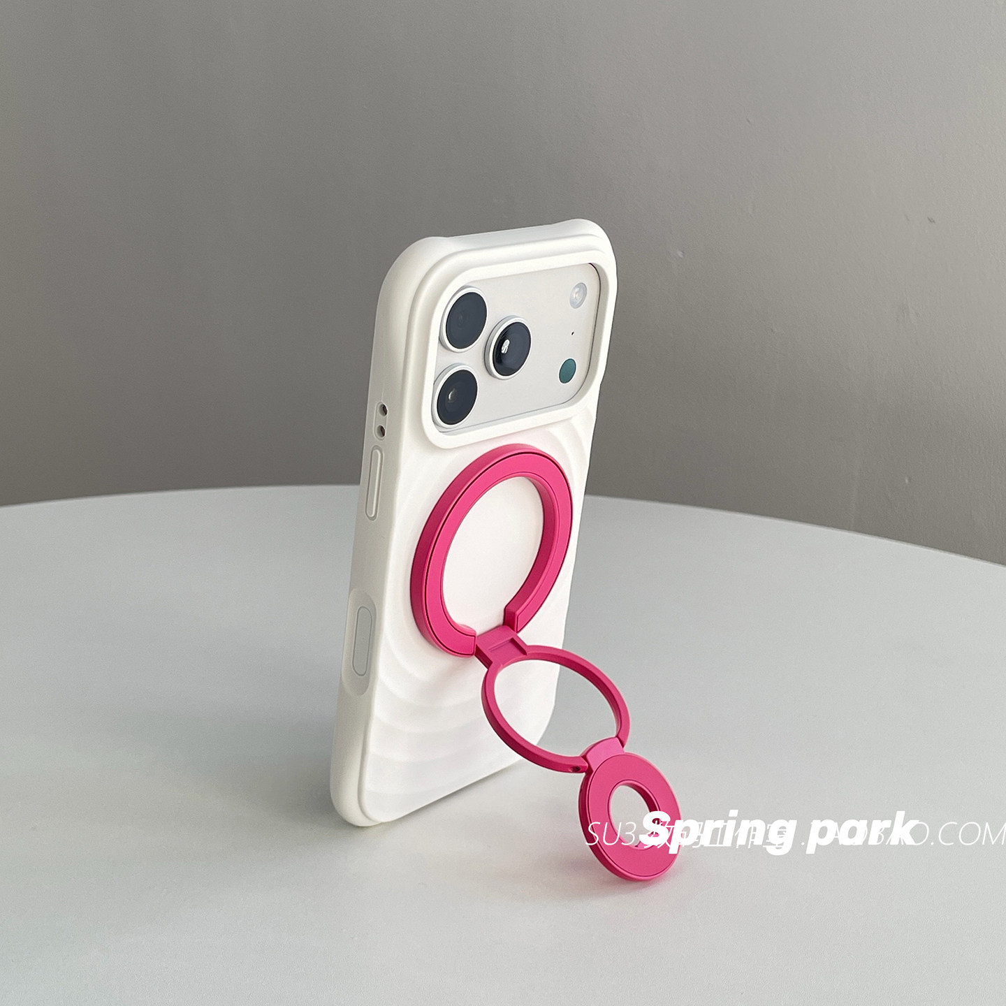 ins玫红色双面磁吸三折叠支架金属适用小米17promax手机壳15波漾壳14液态硅胶苹果17新款高级感耐脏防摔韩国