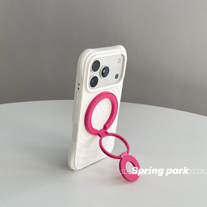 ins玫红色双面磁吸三折叠支架金属适用小米17promax手机壳15波漾壳14液态硅胶苹果17新款高级感耐脏防摔韩国