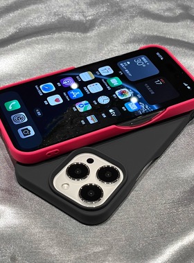 防指纹半包适用iPhone苹果14手机壳15plus裸机高级感13Promax不包按键16黑色玫红粉色12防摔17硅胶Xs女XR全包