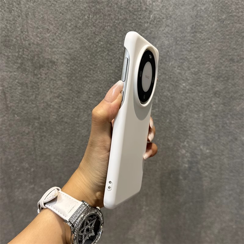 纯白色大孔无按键裸机感适用华为mate50/60pro手机壳40/30半包Pura70pro+肤感磨砂简约硅胶超薄男女防摔软壳