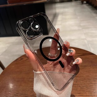 不发黄X200promini磁吸充电Magsafe适用vivoX200pro手机壳X100s透黑色S20高清光面透明亚克力硬壳全包镜头