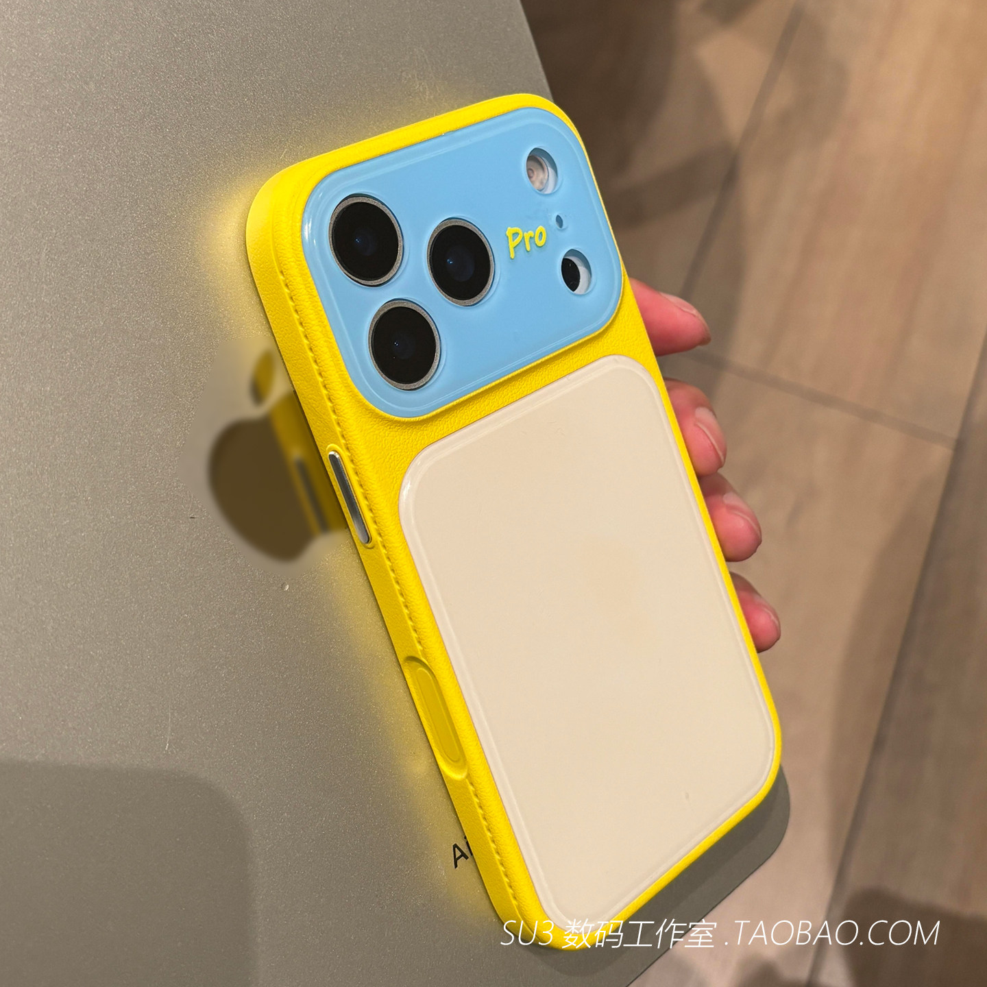 ins多巴胺撞色秒变适用iPhone17苹果17pro max手机壳16荔枝皮纹软壳15全包镜头14高级感13防摔黄色亚克力拼接
