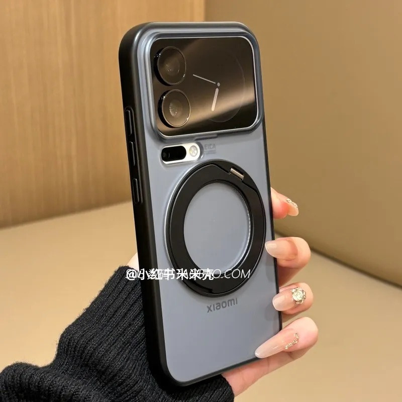 360°旋转支架磁吸充电适用小米18pro max手机壳17pro磨砂ultra高级感K100pro黑色K90防摔软边亚克力网红全包