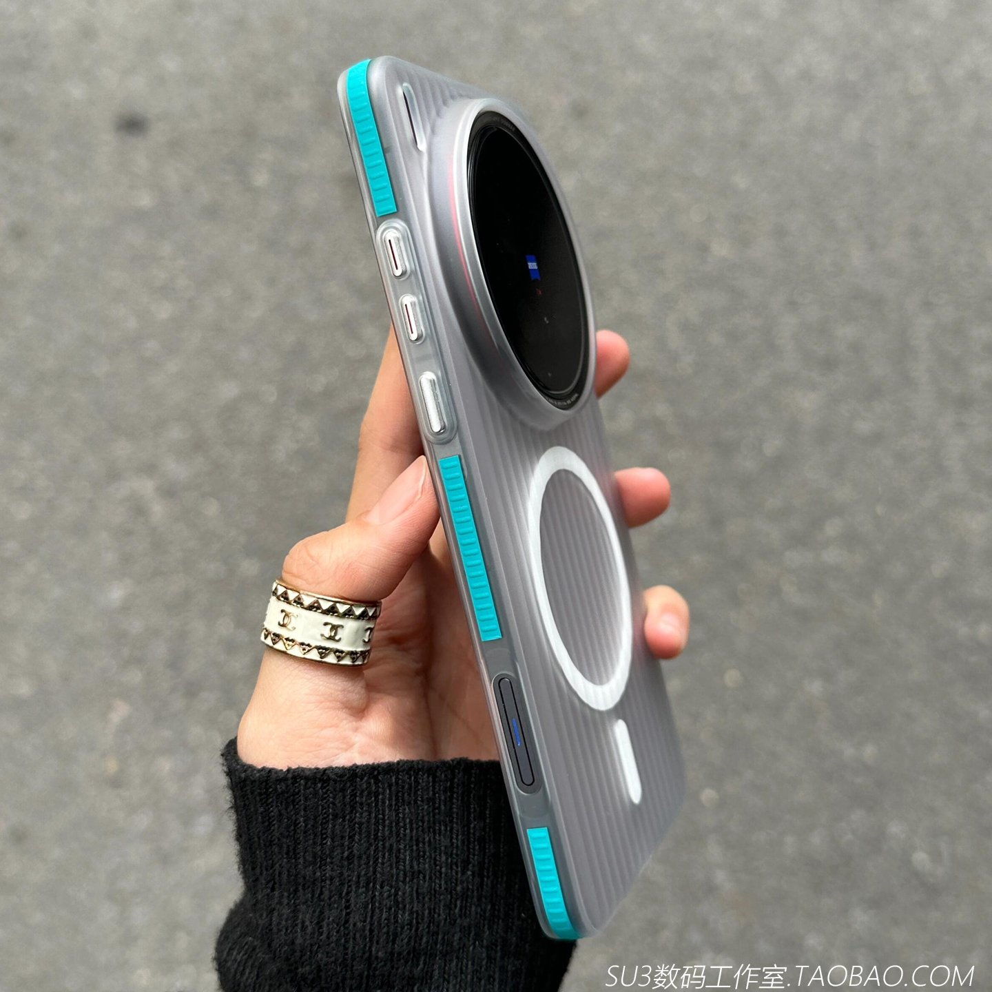 蓝色防滑边撞色边框磁吸充电适用vivoX300手机壳X300pro半透明X200s磨砂IQOO15硬壳13简约高级感mini防摔条纹