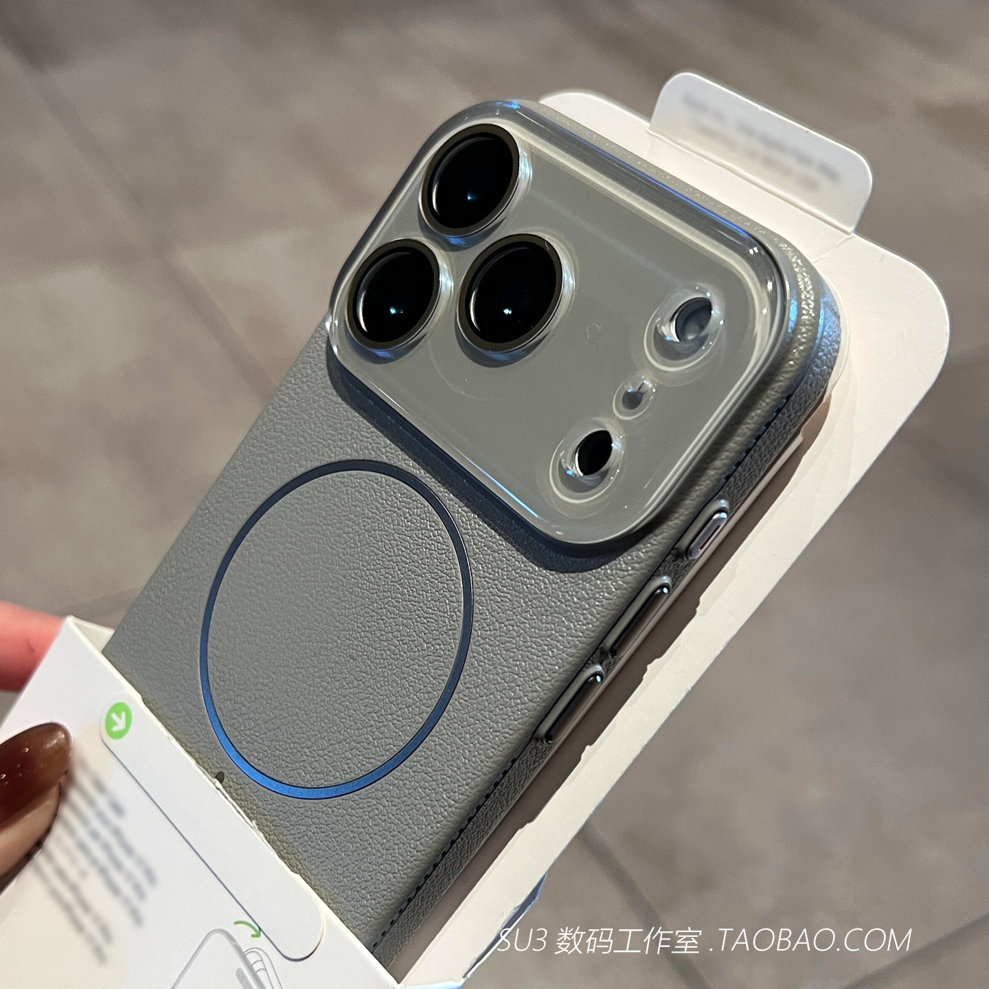 荔枝纹水晶玻璃镜头适用iPhone17苹果17promax手机壳16plus细圈磁吸充电15钛灰色14全包13仿皮纹2磨砂magsafe